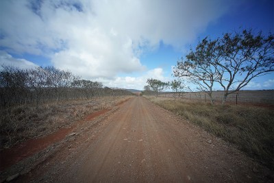 Red dirt roads near the Molokai Airport leading to large parcels of DHHL Hawaiian Homestead lands.