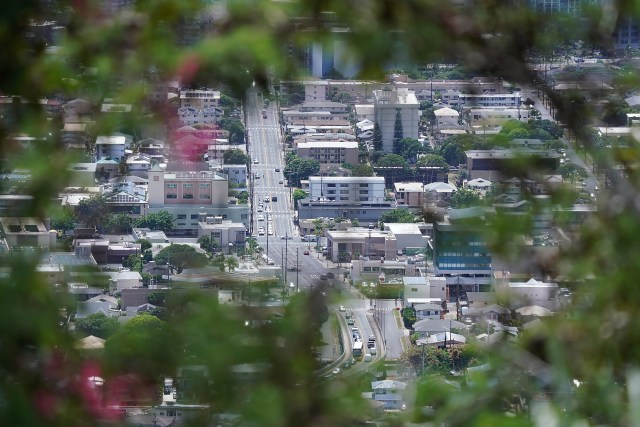 McCully Street view of rental apartments outside Waikiki.