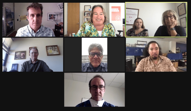 Zoom editorial board with Greg Chun and Doug Simons, Sept. 29, 2021.