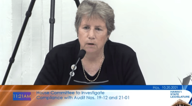 A screen shot of Wednesday House hearing featuring Suzanne Case.