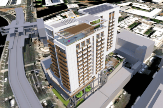 Renderings for the Chinatown Hotel from Terra Massa capital and Ikenakea Development show a high-rise building adjacent to the proposed Kekaulike Senior Living high-rise fronting Honolulu Harbor.
