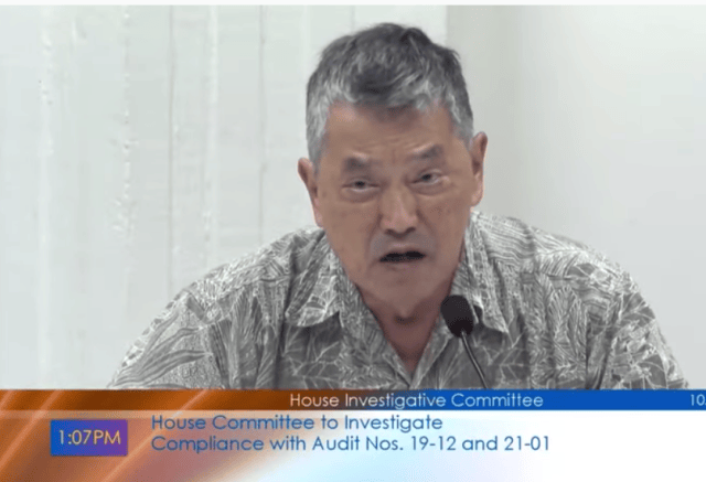 A screen shot from Thursday's hearing featuring former city auditor Edwin Young.