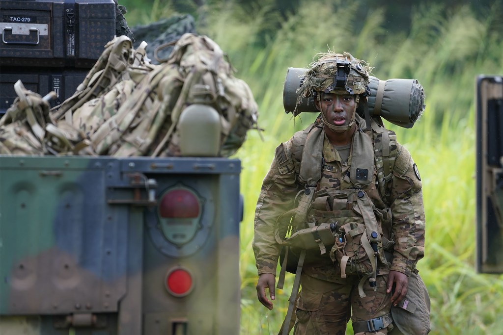 US Army personnel during US Army exercises JPMRC 22-01 held at Schofield Barracks East Range.