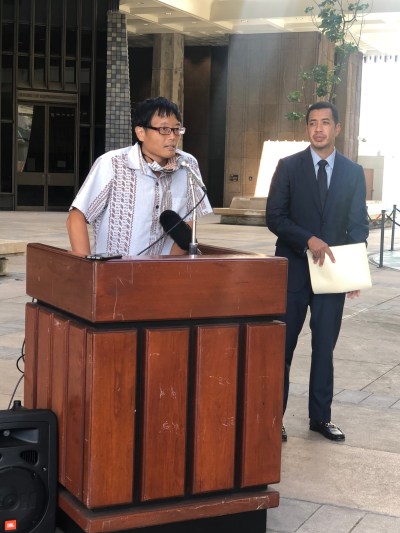 Sierra Club Executive Director Wayne Tanaka and Hawaii Rep. Sonny Ganaden held a press conference on Oct. 19, 2021 to discuss the Navy's Red Hill fuel facility.