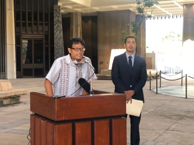 Sierra Club Executive Director Wayne Tanaka and Hawaii Rep. Sonny Ganaden held a press conference on Oct. 19, 2021 to discuss the Navy's Red Hill fuel facility.