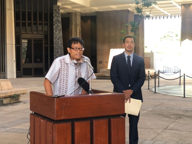 Sierra Club Executive Director Wayne Tanaka and Hawaii Rep. Sonny Ganaden held a press conference on Oct. 19, 2021 to discuss the Navy's Red Hill fuel facility.