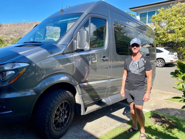 Collin Porterfield rents out his Mercedes Benz van camper.