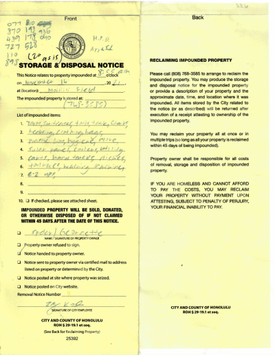 The number of items impounded on Tuesday that belongs to Georgette Preston and Jared Castro.