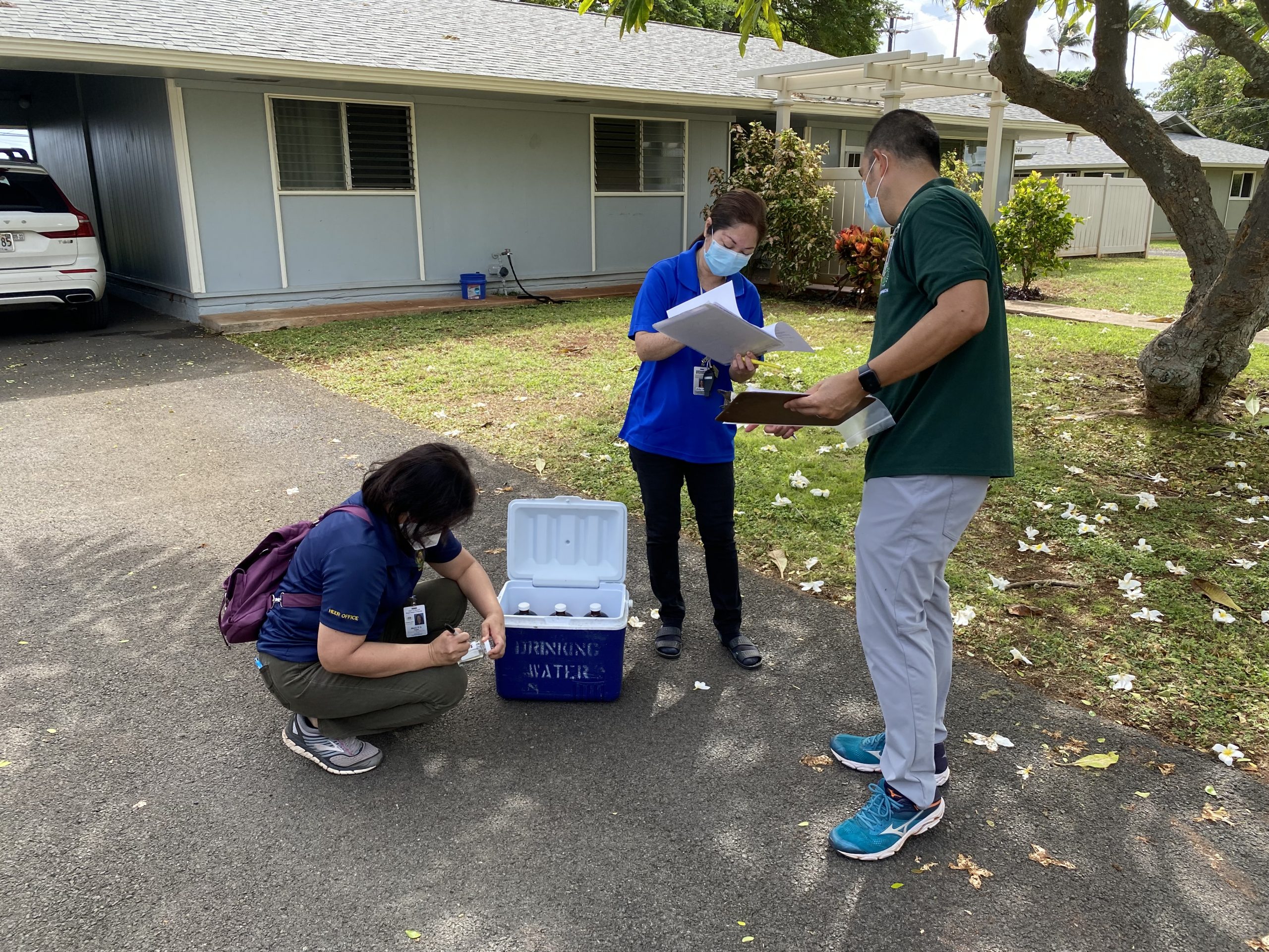 Hawaii Department of Health personnel collected water samples at Kapilina Homes on Dec. 9 in response to concerns about the Red Hill water contamination crisis.