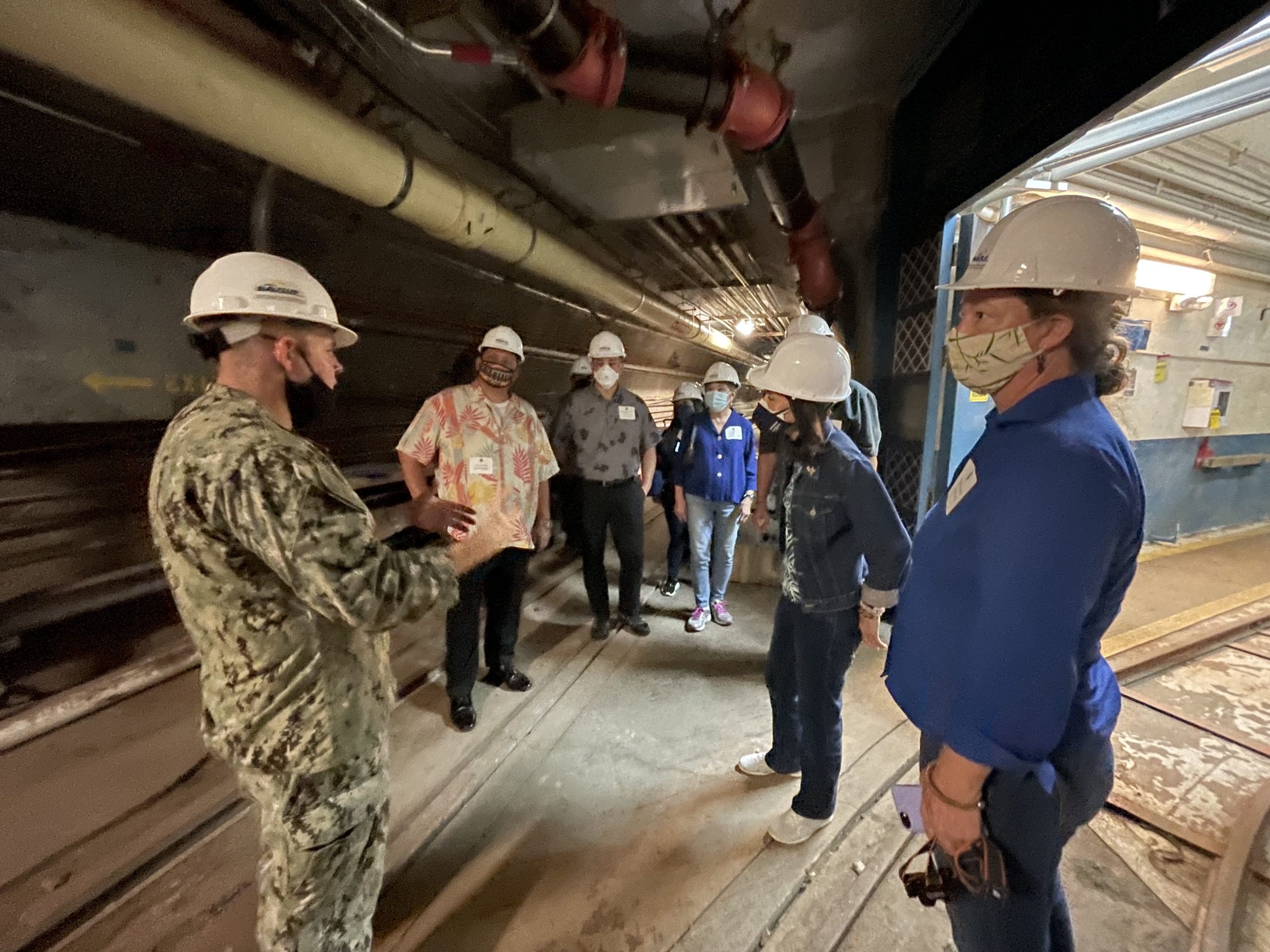Lawmakers toured the Red Hill Bulk Fuel Storage Facility on Jan. 6, 2022. Pictured: Sen. Kurt Fevella, Rep. Aaron Ling Johanson, Sen. Donna Mercado Kim, City Councilwoman Carol Fukunaga and Sen. Laura Acasio.