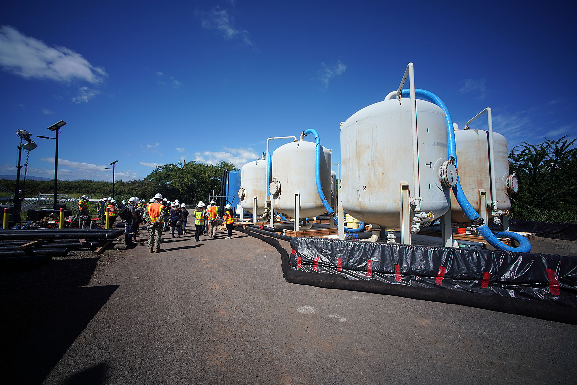 Red Hill well pipe will pump up to 5 million gallons of contaminated water to 8 tanks that contain granulated carbon to filter the contaminants and then be discharged thru these large pipes into the Halawa Stream.