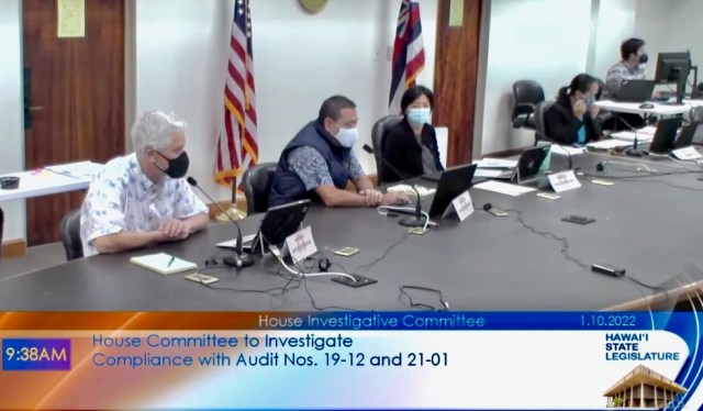 The House Investigative Committee examining two state audits meeting at the Capitol Jan. 10, 2022