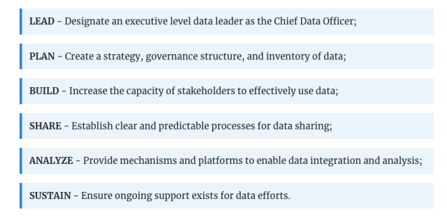graphic of chief data officer principles from State CDO Network State Data Policy Option Guidelines