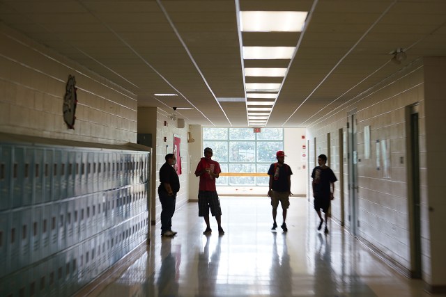 Kea'au High School students head to their classes.