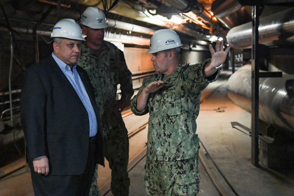 U.S. Navy caption: Secretary of the Navy Carlos Del Toro receives a brief on well operation and recovery initiatives from Capt. Bert Hornyak, commanding officer, Naval Supply Systems Command Fleet Logistics Center Pearl Harbor, during a tour of the Red Hill Well in Aiea, Hawaii.