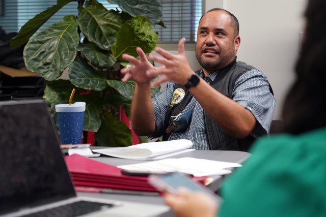 Senate Ways and Means Chair Donovan Dela Cruz speaks to the Civil Beat Editorial Board, Wednesday, Feb. 2, 2022.