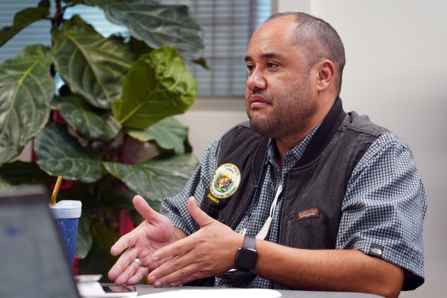 Senate Ways and Means Chair Donovan Dela Cruz speaks to the Civil Beat Editorial Board, Wednesday, Feb. 2, 2022.