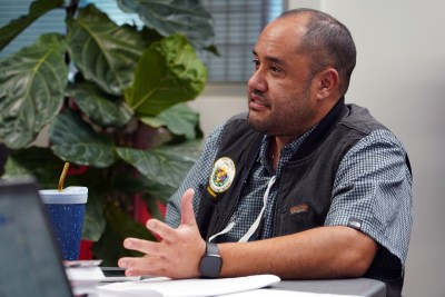 Senate Ways and Means Chair Donovan Dela Cruz speaks to the Civil Beat Editorial Board, Wednesday, Feb. 2, 2022.