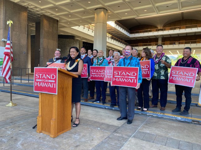 Hawaii GOP presser at Capitol March 1, 2021