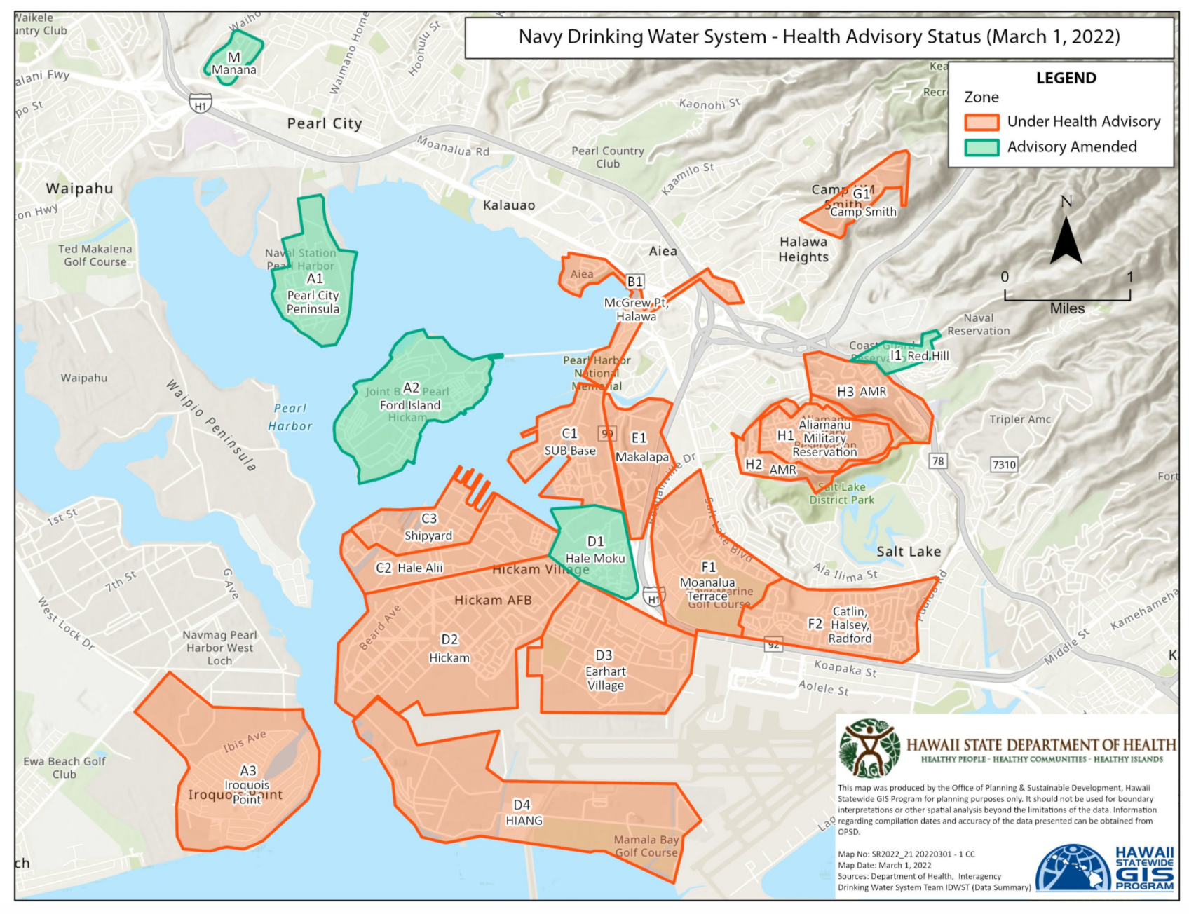 Navy water system users in Ford Island, Hale Moku and Manana Housing can now safely use their water for all purposes including drinking, cooking and oral hygiene, according to the Hawaii Department of Health.