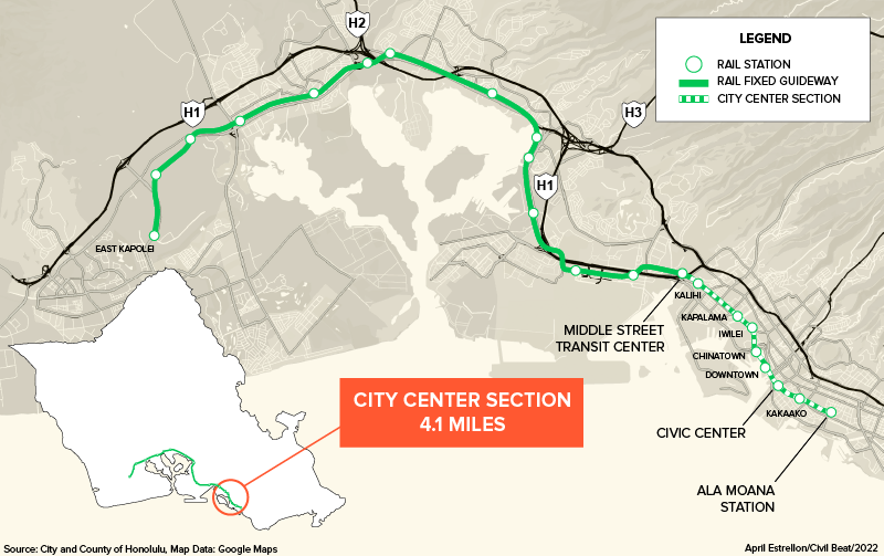 Map of the planned city center section of the rail