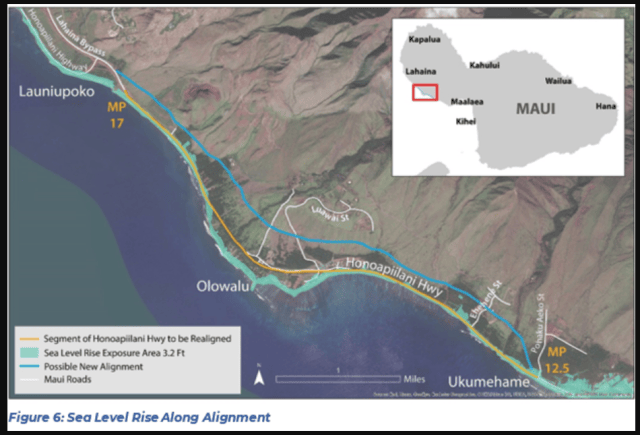 A preliminary figure showing the proposed realignment of Honoapiilani Highway.