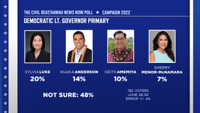 Civil Beat/HNN Poll: Dems Unsure Of Who To Vote For In Lt. Gov. Primary