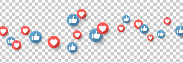 Vector Illustration 3D Social Media Like Icons On Transparent Background. Design Elements for Web