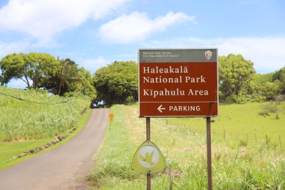 A photograph of the Haleakala National Park Kipahulu District sign
