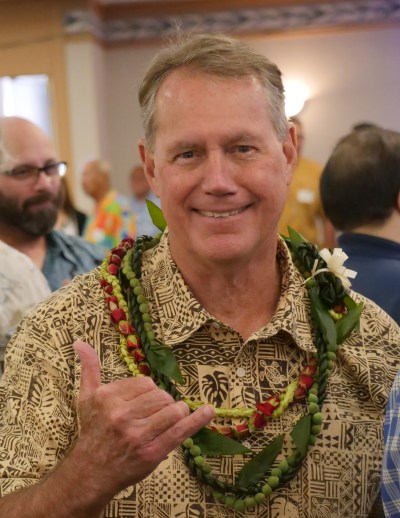 Congressman Ed Case giving Shaka at the Democratic Party of Hawaii Unity Breakfast. Sunday 14th, 2022. CivilBeat Photos Ronen Zilberman.