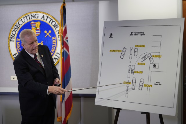Department of the Prosecuting Attorney. Prosecutor Steve Alm discusses the HPD officer involved shooting of Michael Kahalehoe at 577 Farrington Highway, Shell Station.