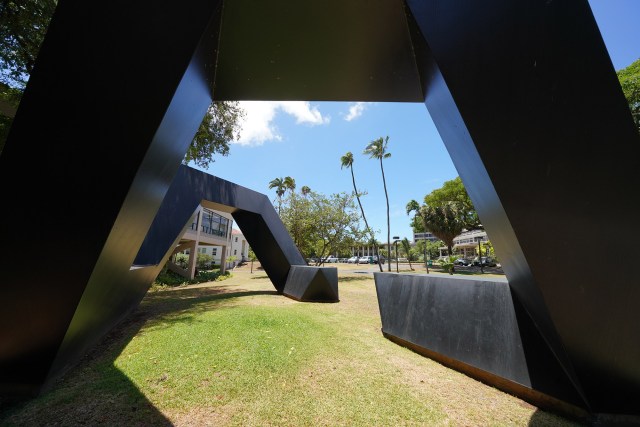University of Hawaii UH Manoa Campus Isamu Noguchi sculpture located fronting the art building.