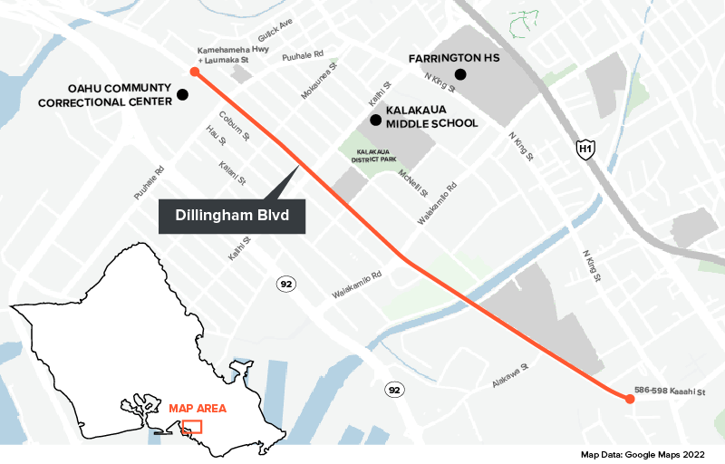 Map of Dillingham Blvd.