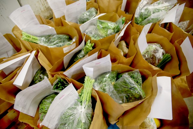 A photo of bags of produce.