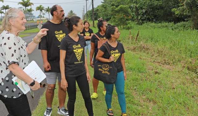 Kristin Frost-Albrecht talks about the master plan for 24 acres of land off Ponahawai St. that will to home to the new Hawaii Island Food basket. Photo: Tim Wright