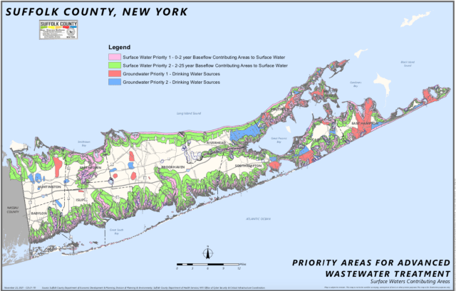 Suffolk County Priority Areas for Advanced Wastewater Treatment.