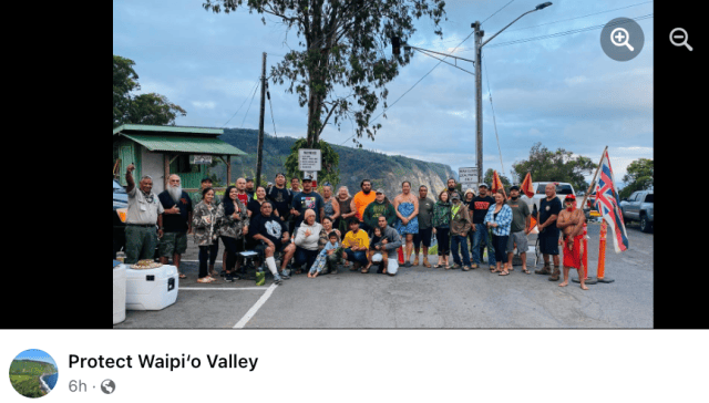 Native Hawaiians and residents protested the reopening of Waipio Valley Road on Monday.
