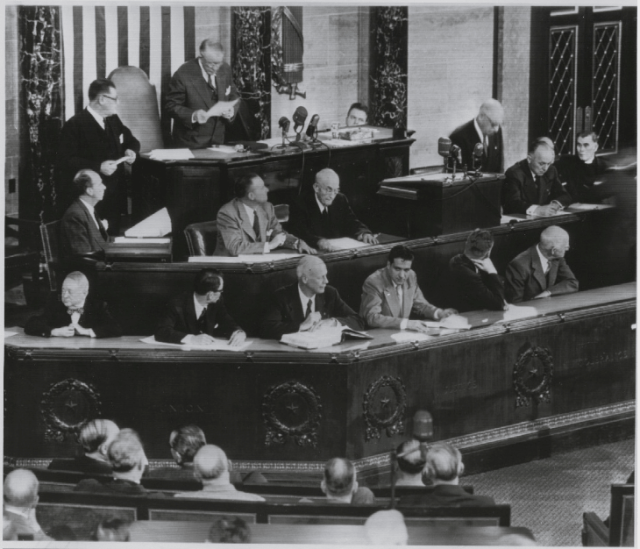 The 1953 electoral vote count declared Dwight D. Eisenhower the winner.