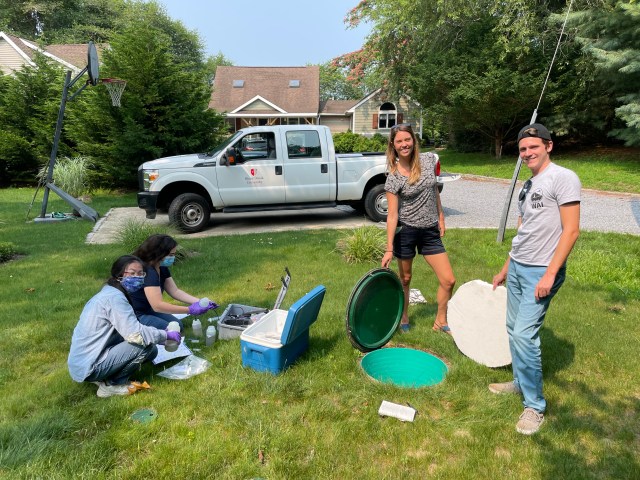 The WAI team in Suffolk County doing water quality testing in New York.