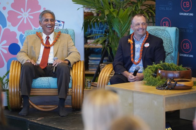 Honolulu Civil Beat's Know your candidate with gubernatorial candidates Duke Aiona Josh Green.
