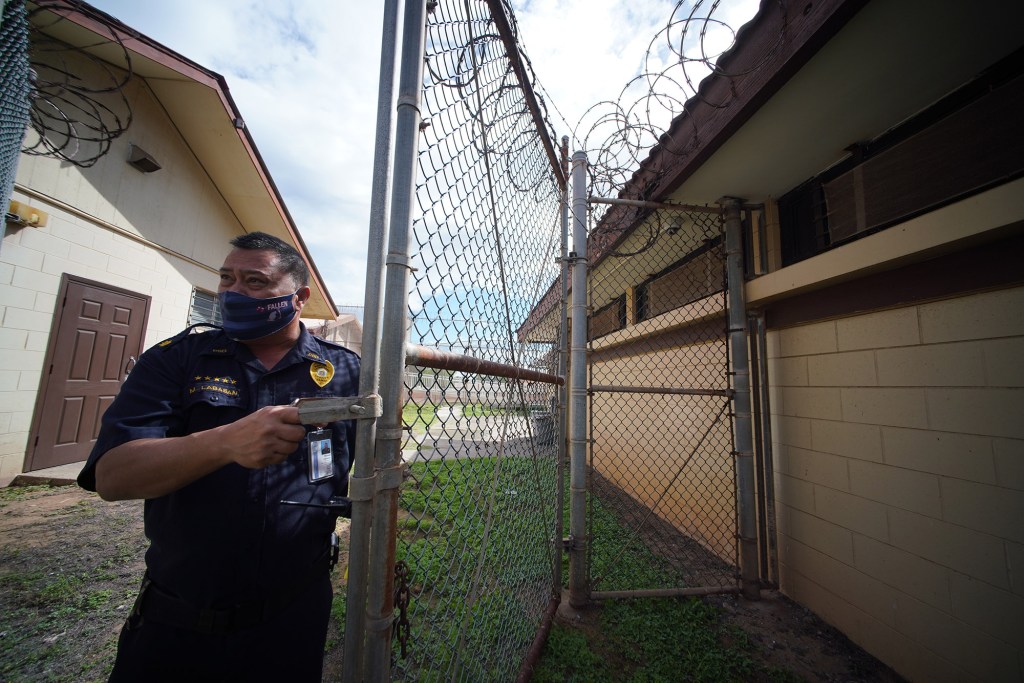 Maui Community Correctional Center. Manuel Labasan assists with tour at the prison.