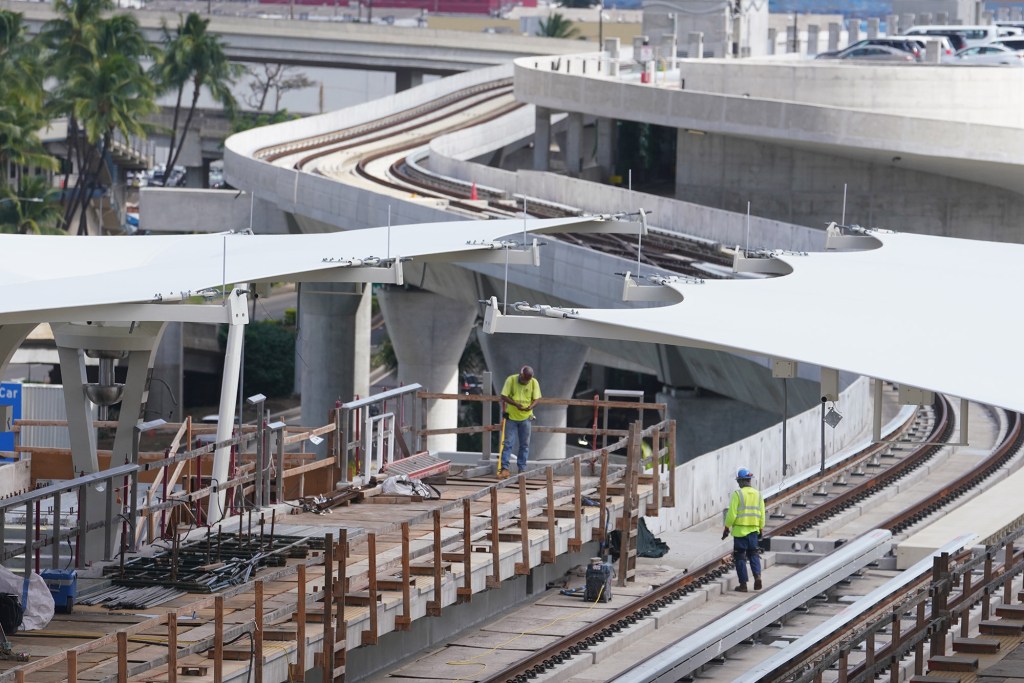 Construction at the HART Rail station located at Daniel K. Inouye International Airport.