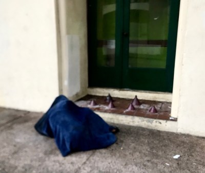 Chinatown homeless homelessness barriers hostile architecture