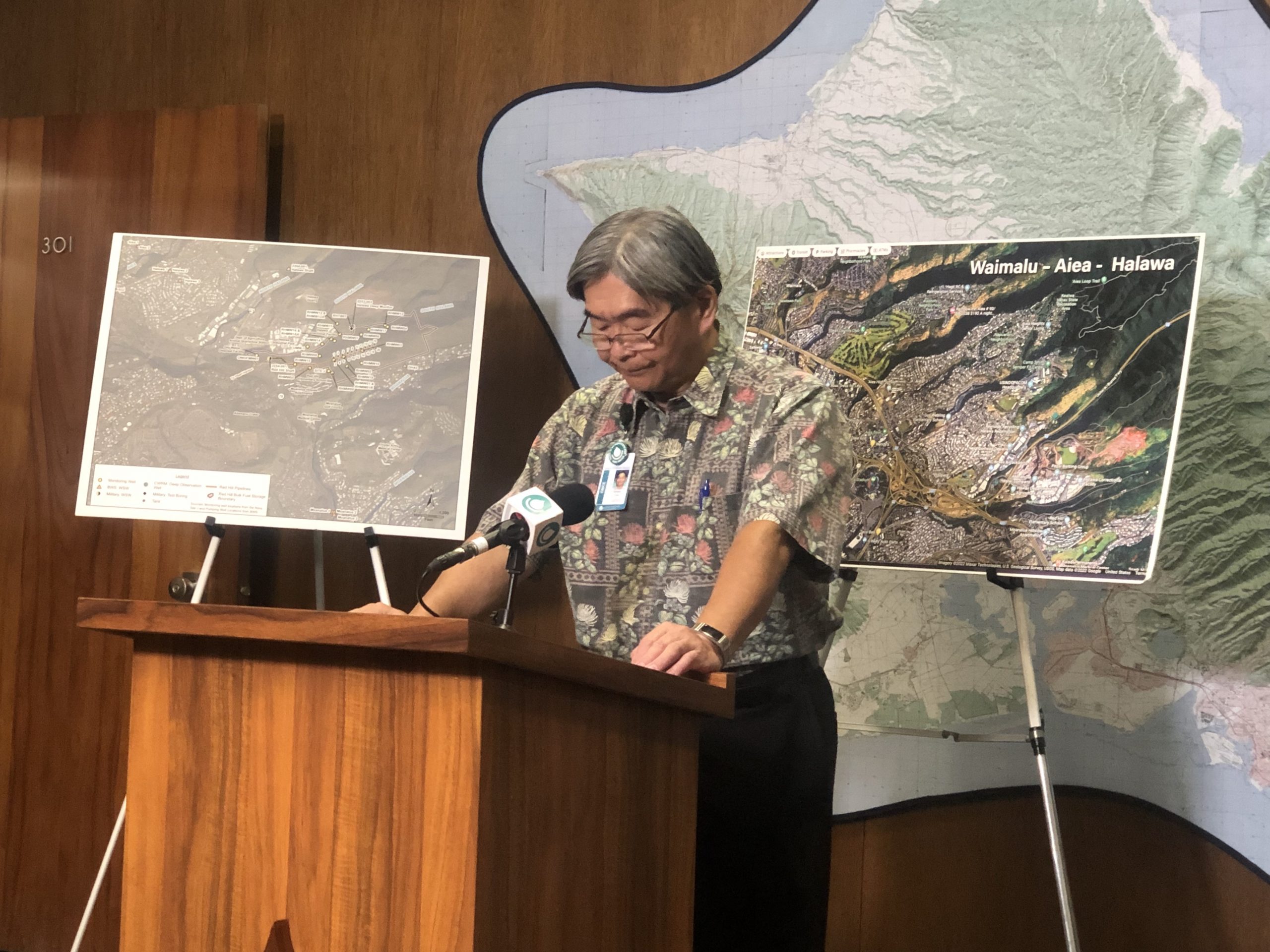 Honolulu Board of Water Supply Chief Engineer Ernie Lau gets emotional at a press conference discussing an AFFF leak at the Red Hill Bulk Fuel Storage Facility.