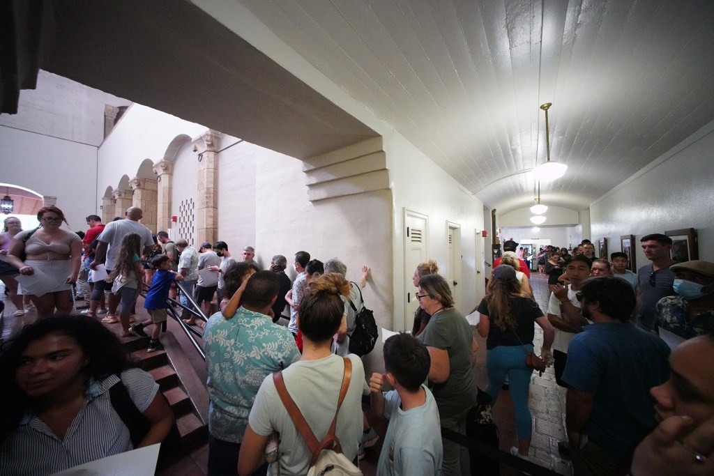 Voters line up for midterm 2022 elections at Honolulu Hale.