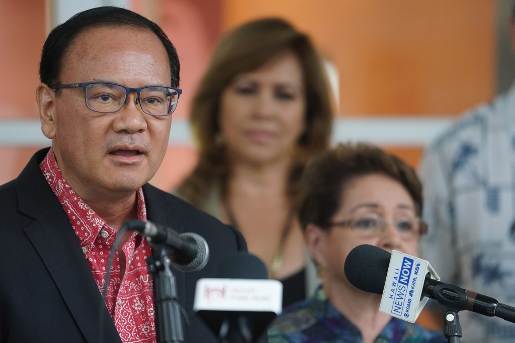 OHA Office of Hawaiian Affairs trustee Kelii Akina speaks during a press conference addressing forensic audit results.