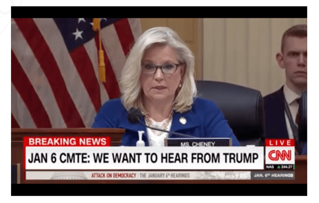 Rep. Liz Cheney speaking as part of the Jan. 6 investigation.
