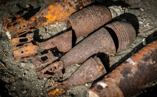 Unexploded ordnance stored at Hells Point on Guadalcanal in the Solomon Islands, August 2022.
