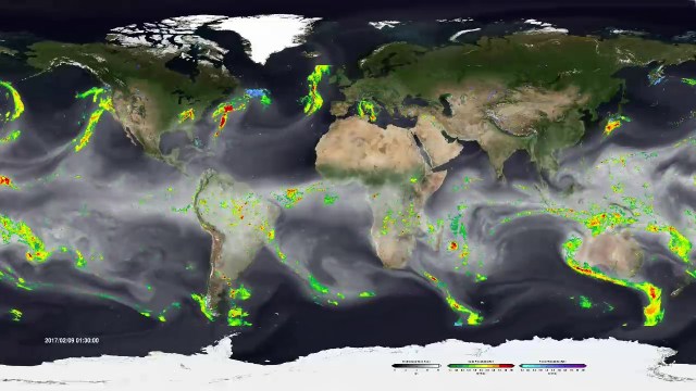 This image from 2017 shows the location of atmospheric rivers around the world.