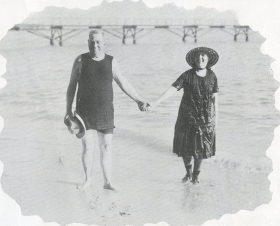 Frolicking on Waikiki Beach, 1915